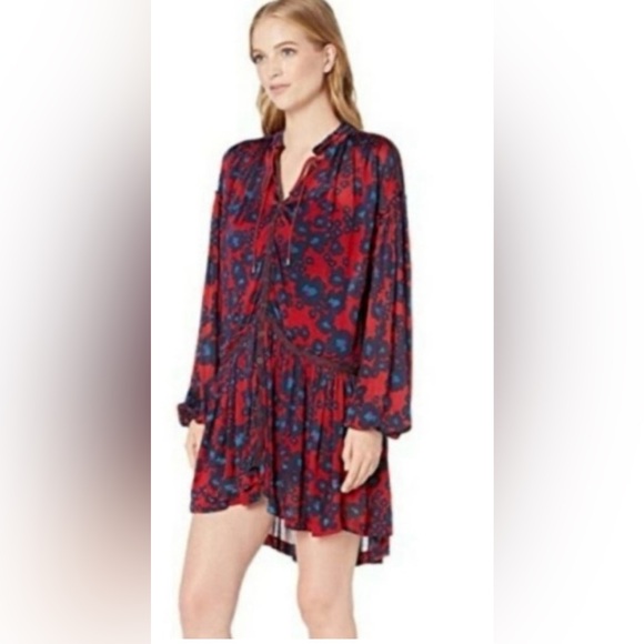 NWT Free People | Love Letter Long Sleeve Snap Front High/Low Tunic Merlot Combo - Picture 12 of 16